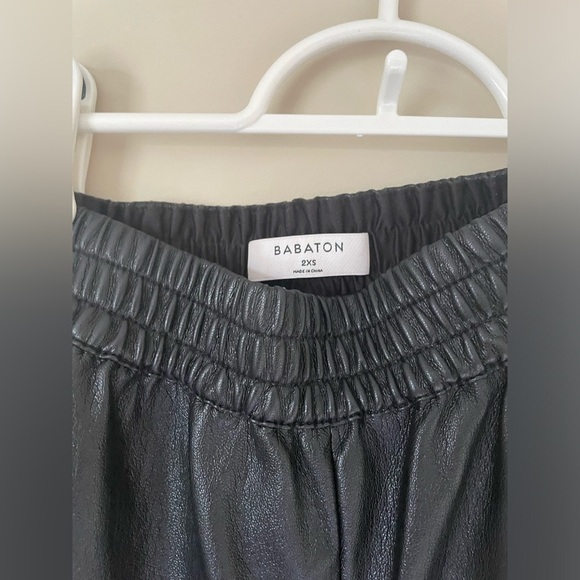 Aritzia Babaton Zedel High Rise Faux vegan Leather Joggers Black size 2XS,NWOT - Picture 5 of 7